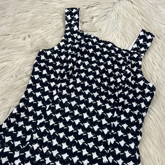 Theory Women's 4 White Blue Printed Eyelet Fit Flare Dress Sleeveless - Picture 2 of 9